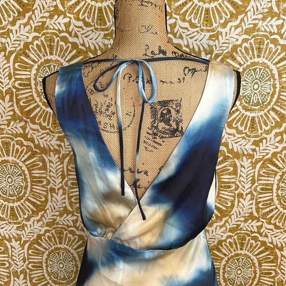 NWT MNG Mango Gradient V-Neck Sleeveless Satin Slip Midi/Maxi Dress Night Blue M - Picture 12 of 16